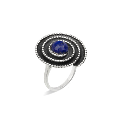 Blment- Spiral Silver Ring With Black Onex Stone.