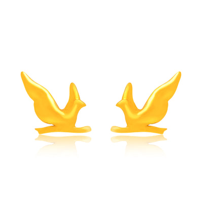 K&P Winged Bird Gold-Plated Silver Stud