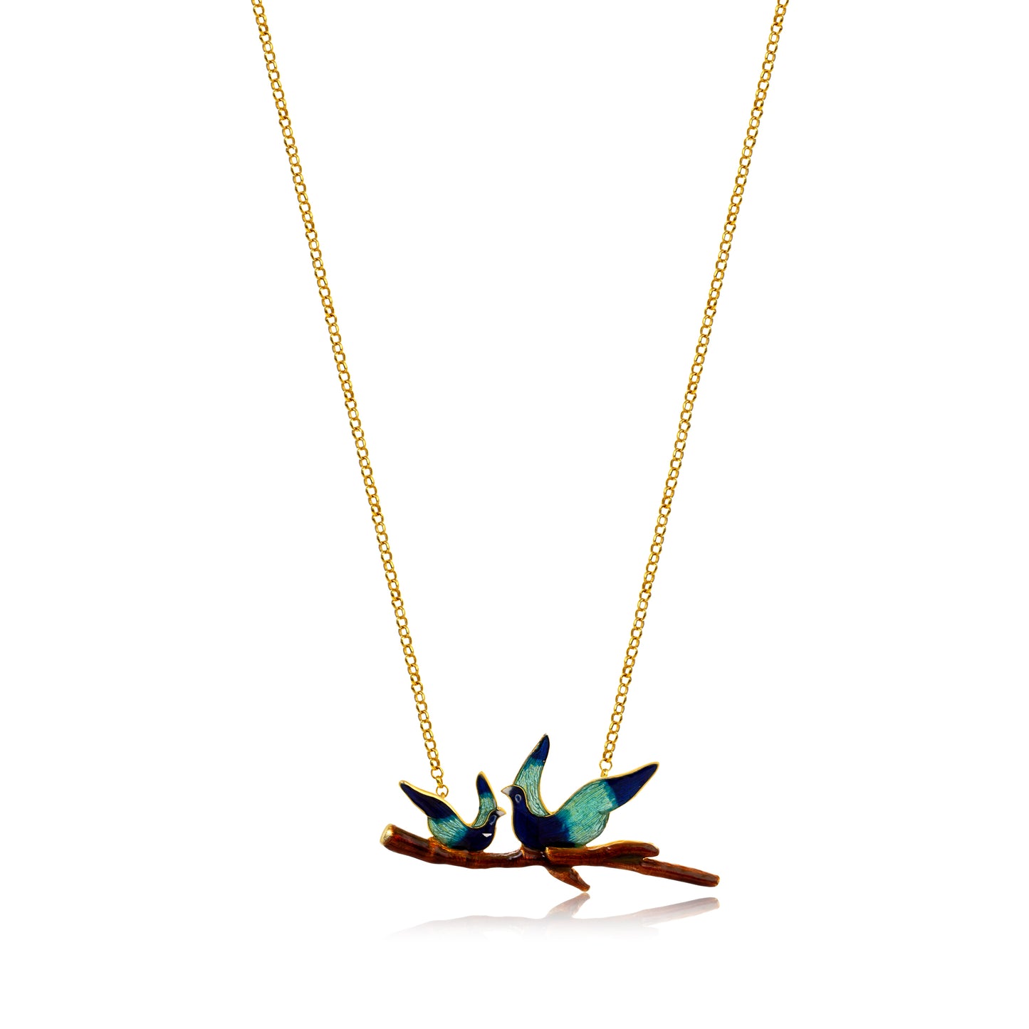 Perched Serene Cyans Pendant with Chain