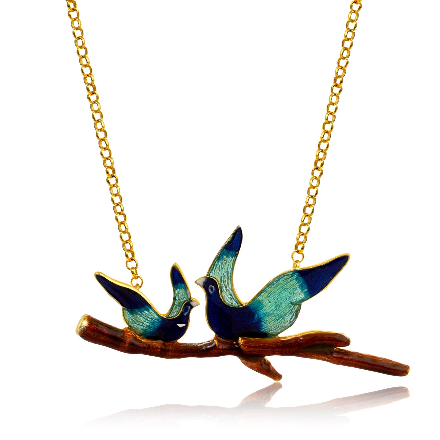 Perched Serene Cyans Pendant with Chain
