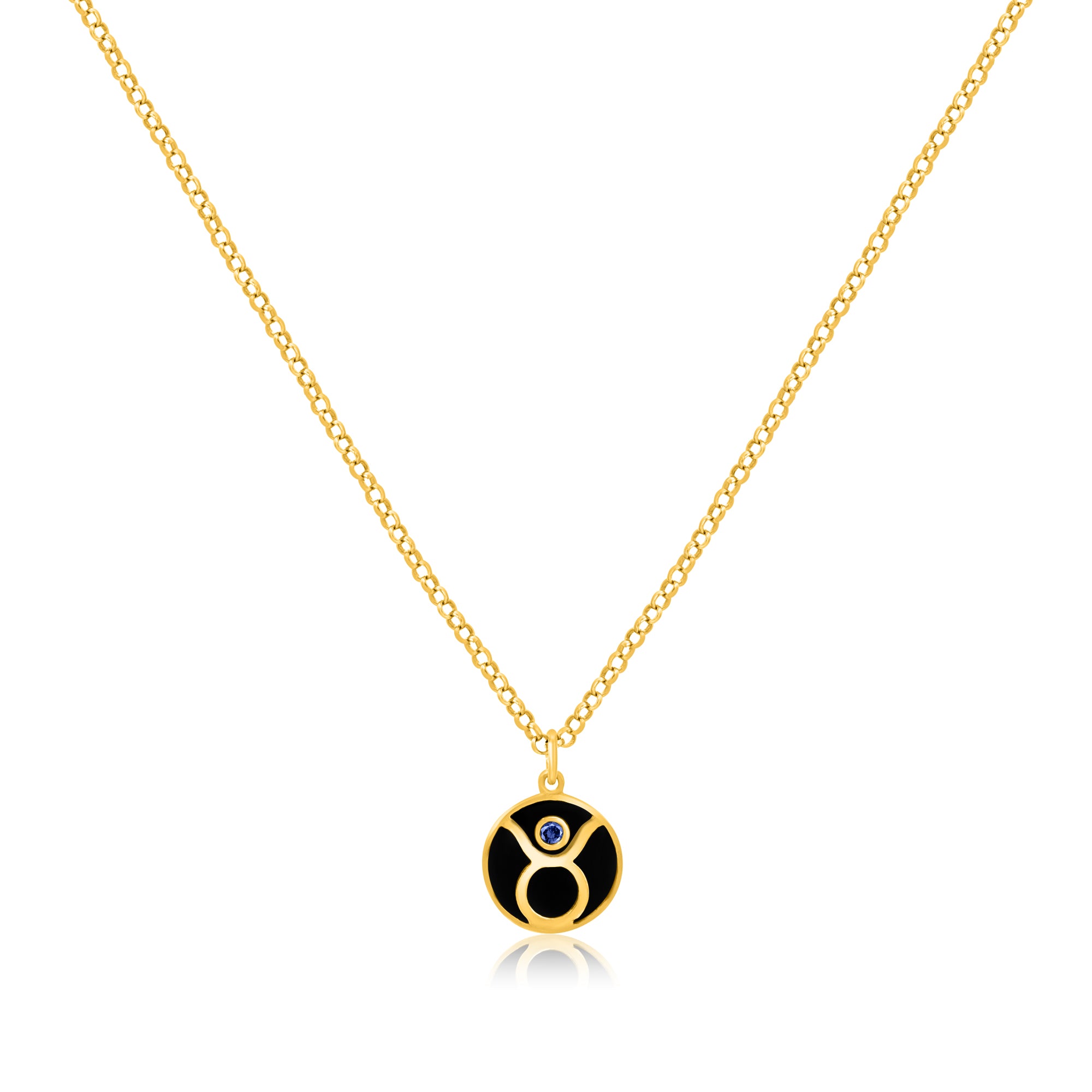 Diamond Accent Taurus Zodiac Disc Necklace in Sterling Silver with 14K Gold  Plate - 18
