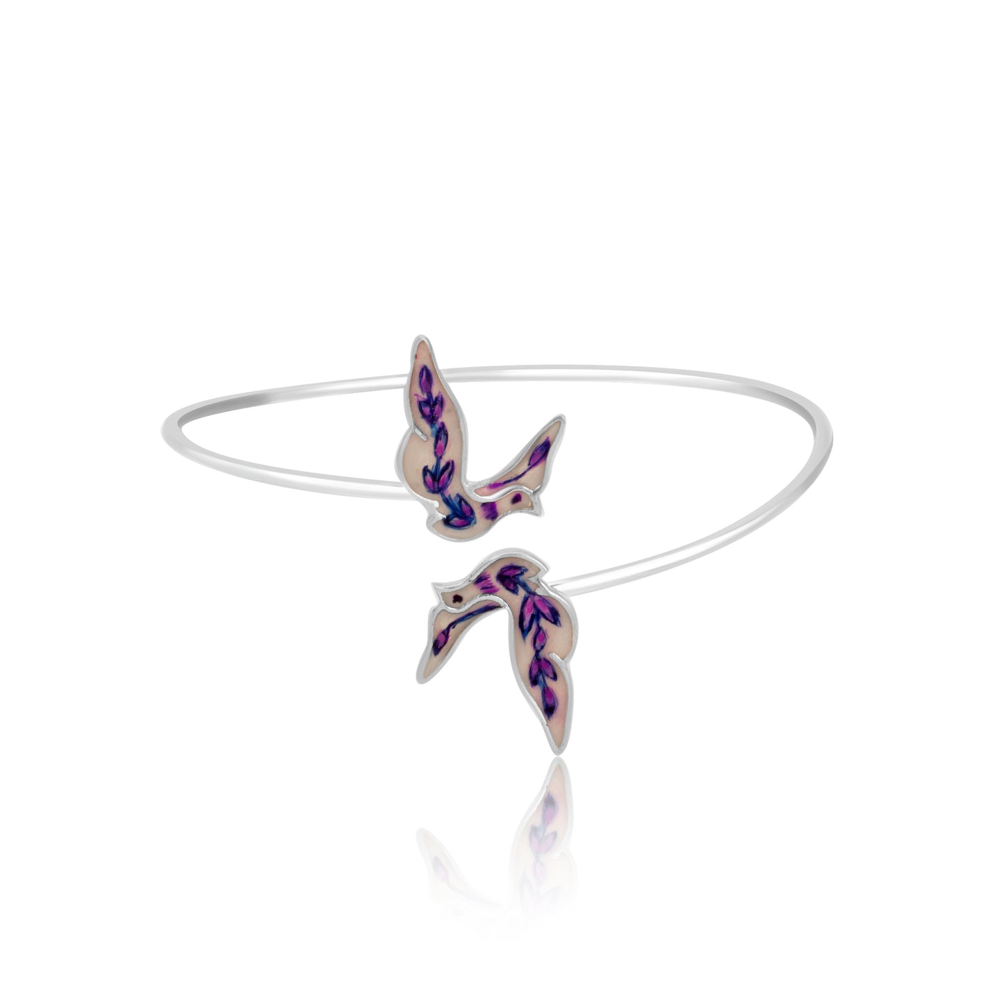 Magenta Mystical Twin Bird Cuff Bracelet