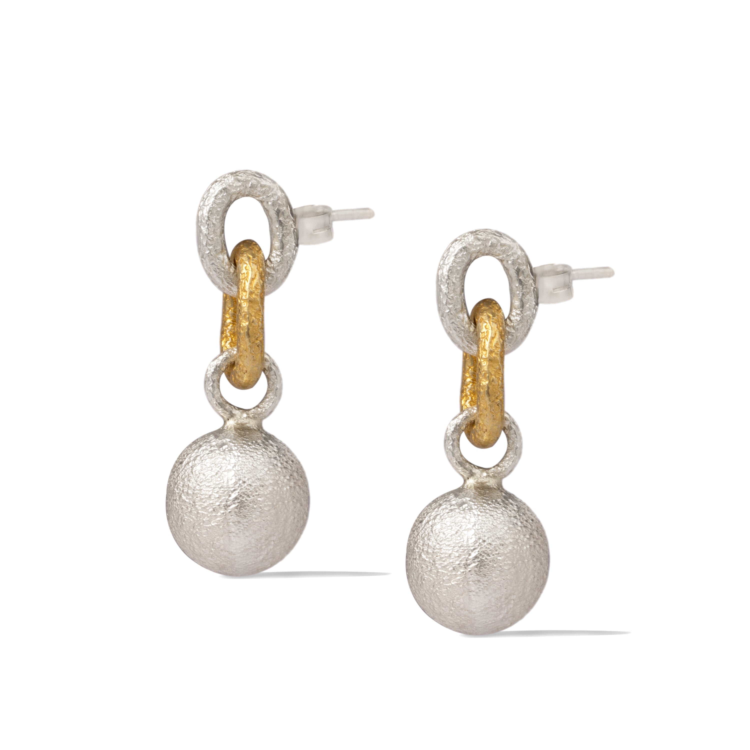 Hanging silver Ball Earring.