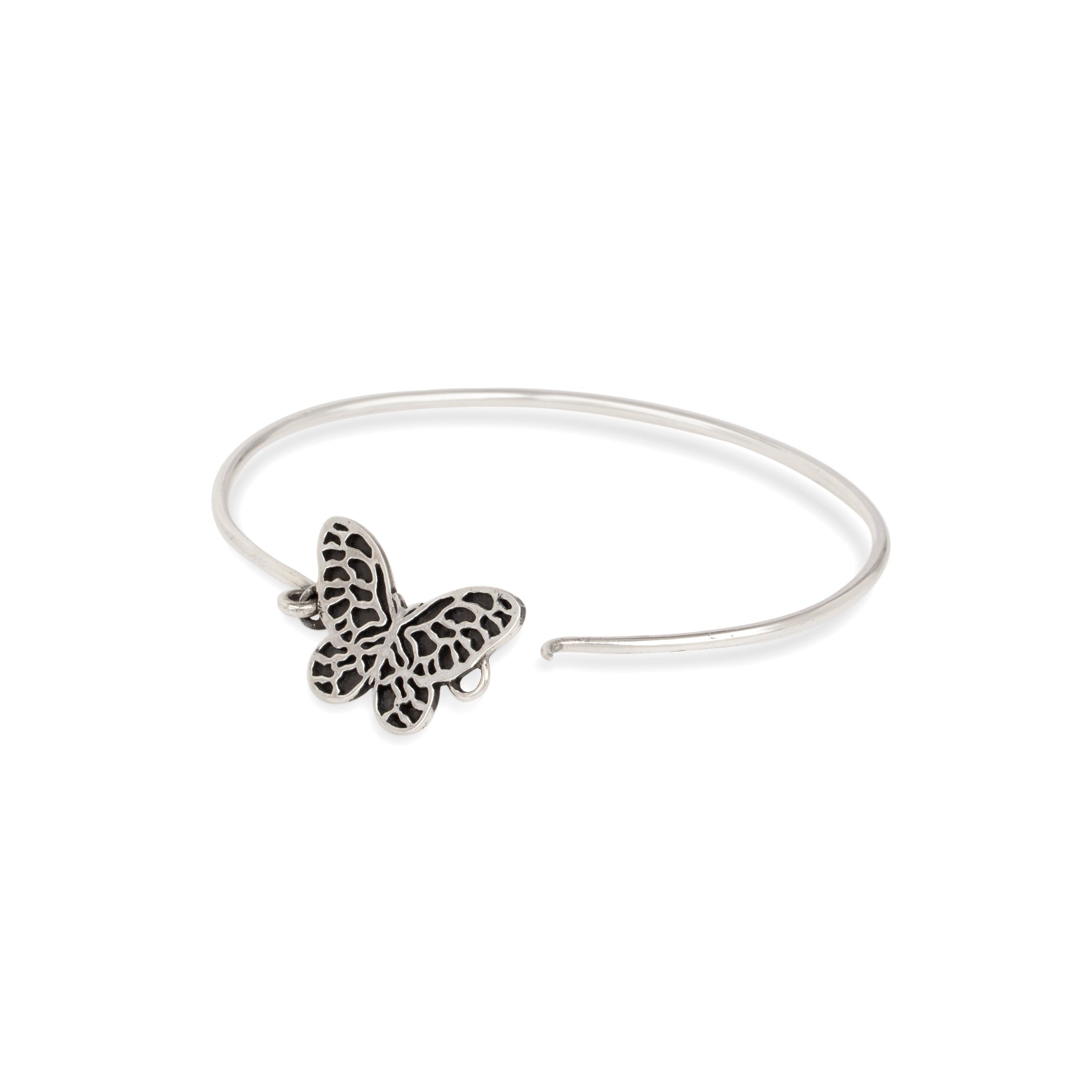 Silver Butterfly Structured Bracelet