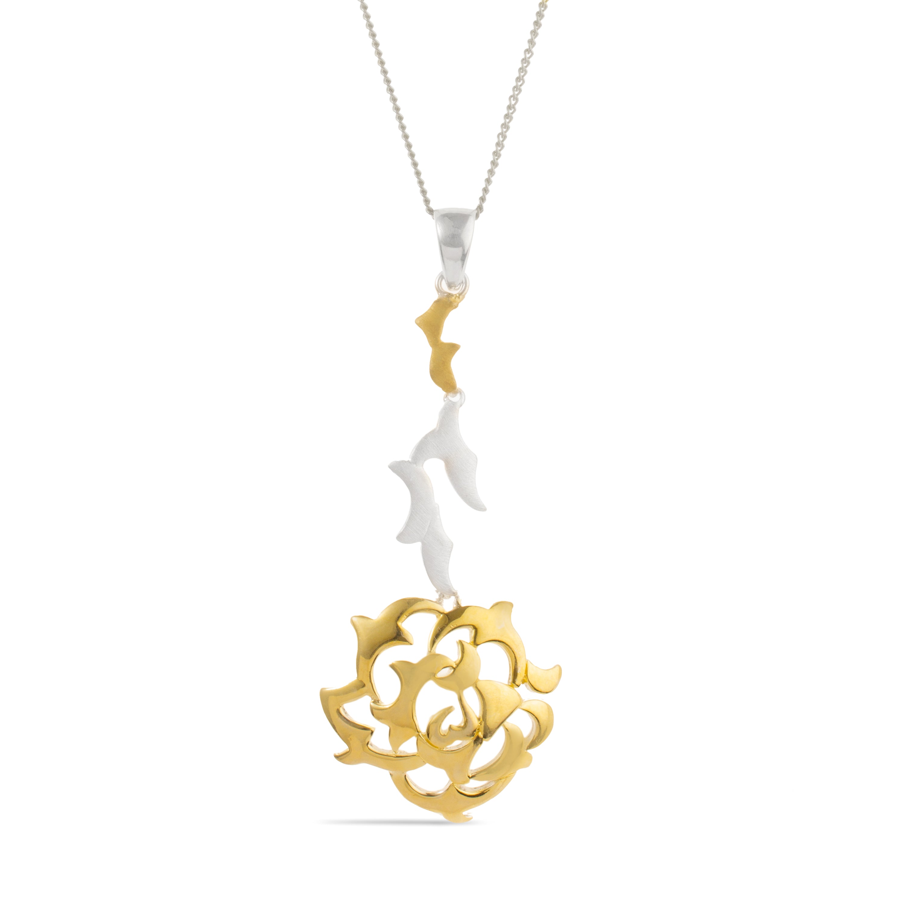 Flower with Hanging Leaf Pendant