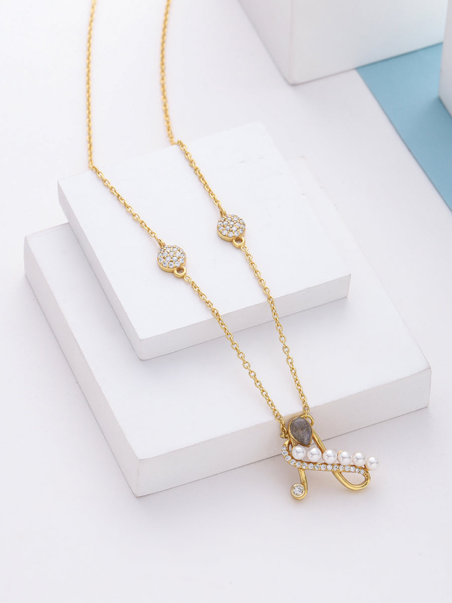 Buy Gold-plated 'A' Alphabet Silver Necklace at Kicky and