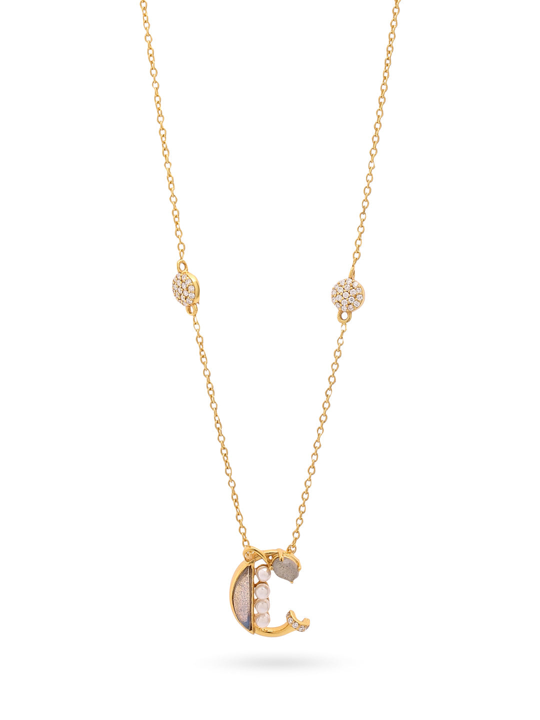 Gold-Plated Alphabet Pendant with Gem Accents