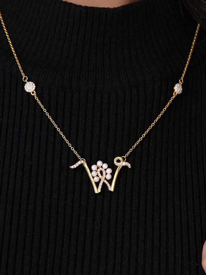 Gold-plated gorgeous 'W' Alphabet Pendant