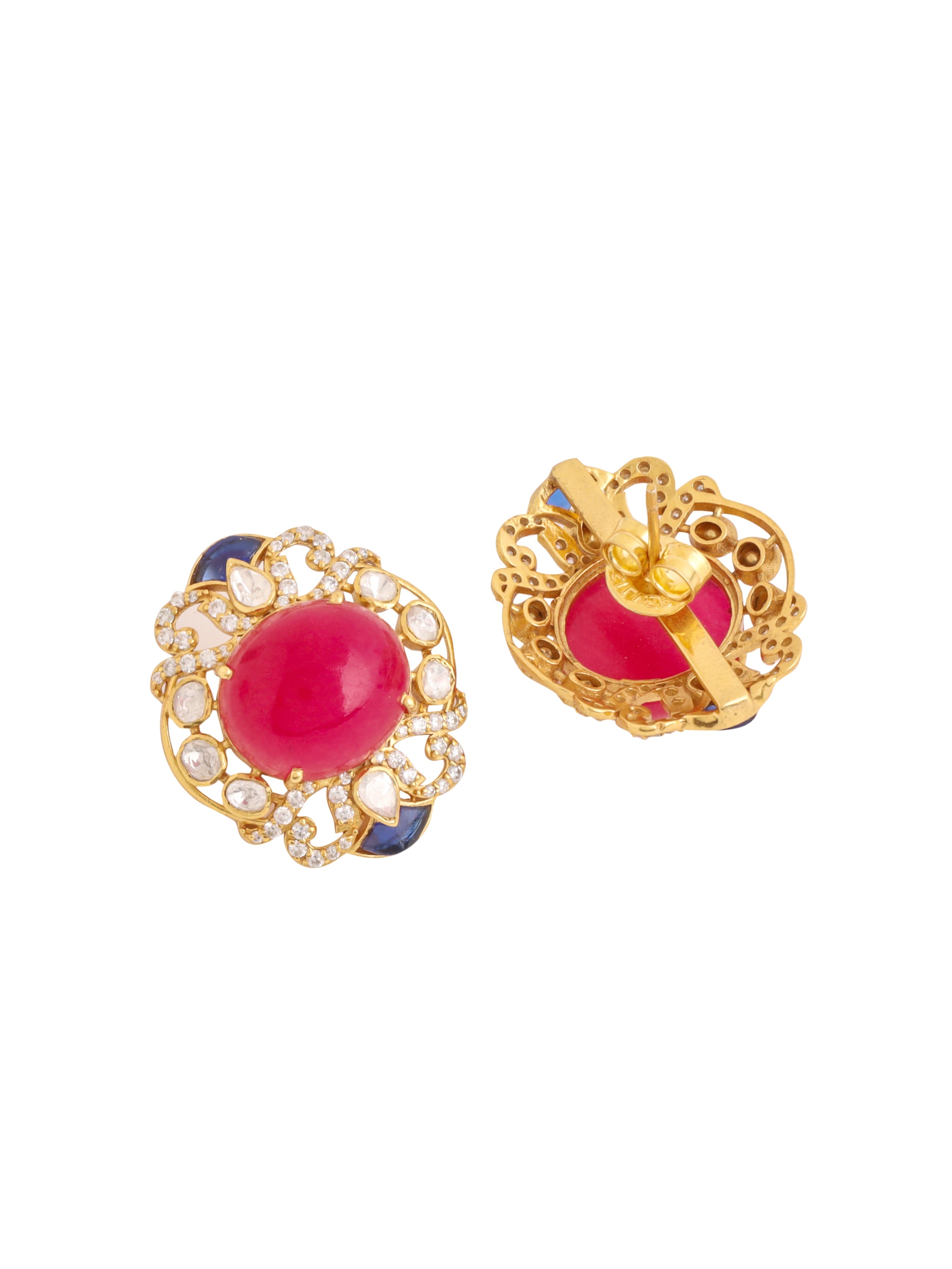 Mughal Inspired Ruby Quartz Earrings